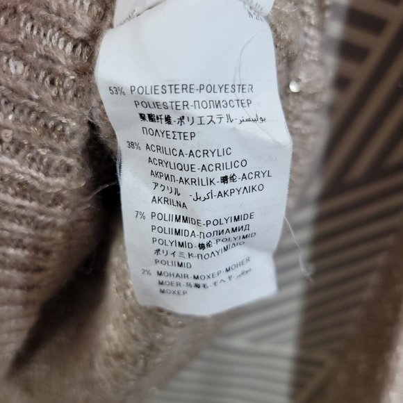 Stile Benetton Sweater size Small Lightweight Gold Sequin Embellished tan Mohair - Picture 5 of 6